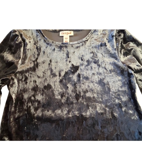 Cat & Jack Girls' M(8) Black Velvet Long Sleeve Casual Top - New - Picture 1 of 5
